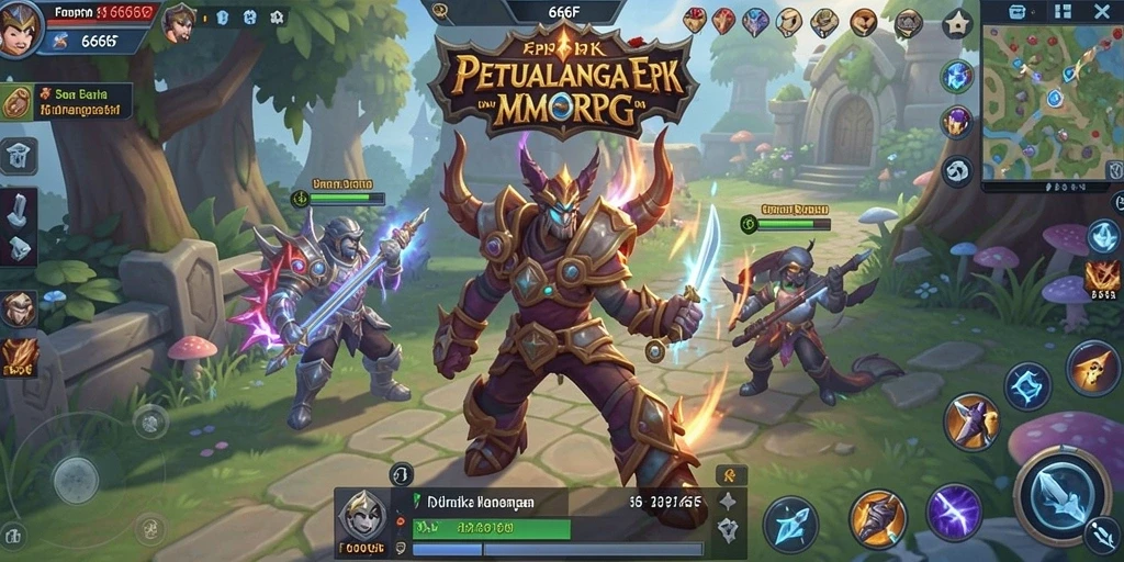 Tampilan gameplay 666F dalam dunia MMORPG yang mendalam.