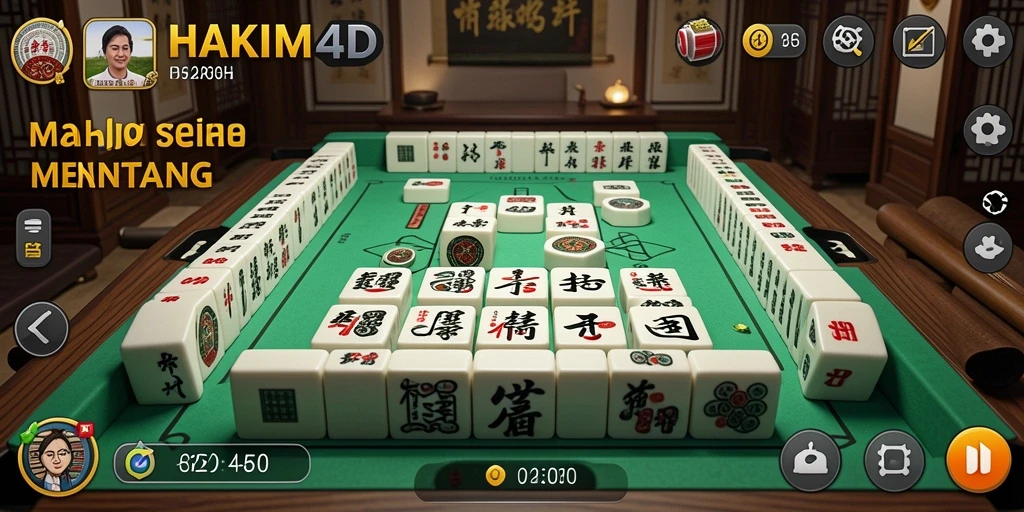 Screenshot gameplay HAKIM4D menampilkan suasana permainan Mahjong yang menarik.