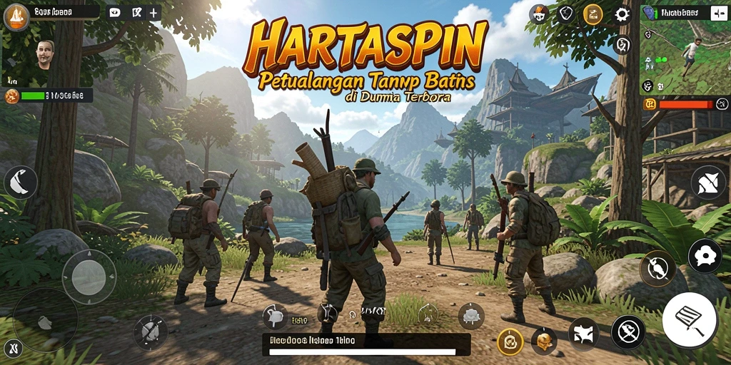 Tangkapan layar HARTASPIN menunjukkan pemain menjelajahi dunia terbuka yang luas.
