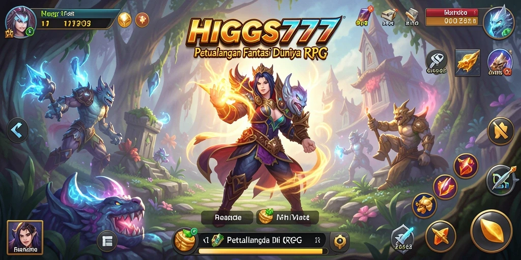Screenshot utama HIGGS777 menunjukkan aksi pertarungan yang mendebarkan dalam gameplay RPG.