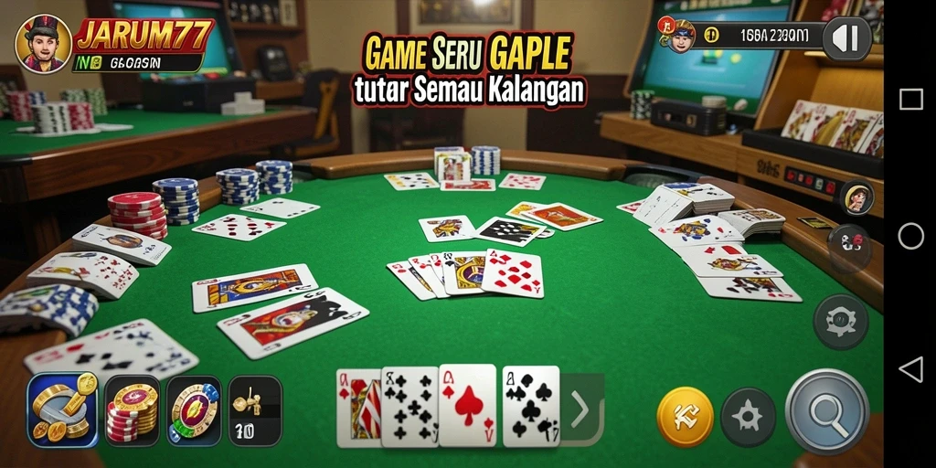 Tampilan menarik dari gameplay Gaple di JARUM77.