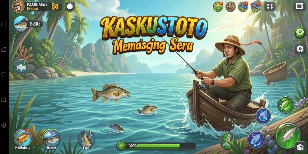 Screenshot dari gameplay KASKUSTOTO menampilkan momen memancing yang mengasyikkan.