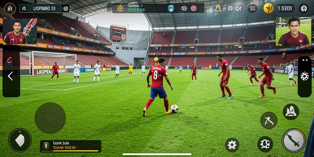 Menampilkan gameplay intens sepak bola yang seru dan menarik.