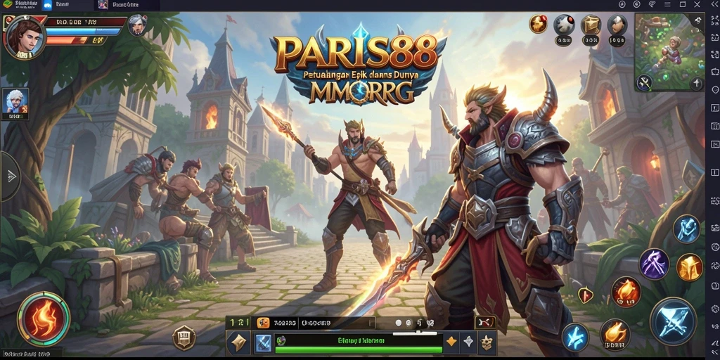 Tangkapan layar gameplay PARIS88 yang menampilkan aksi seru dalam pertempuran MMORPG.