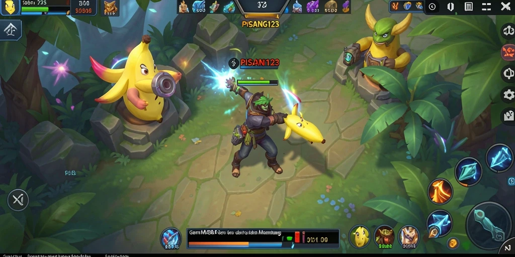 Screenshot gameplay <strong>PISANG123</strong> yang menampilkan aksi seru di medan pertempuran.